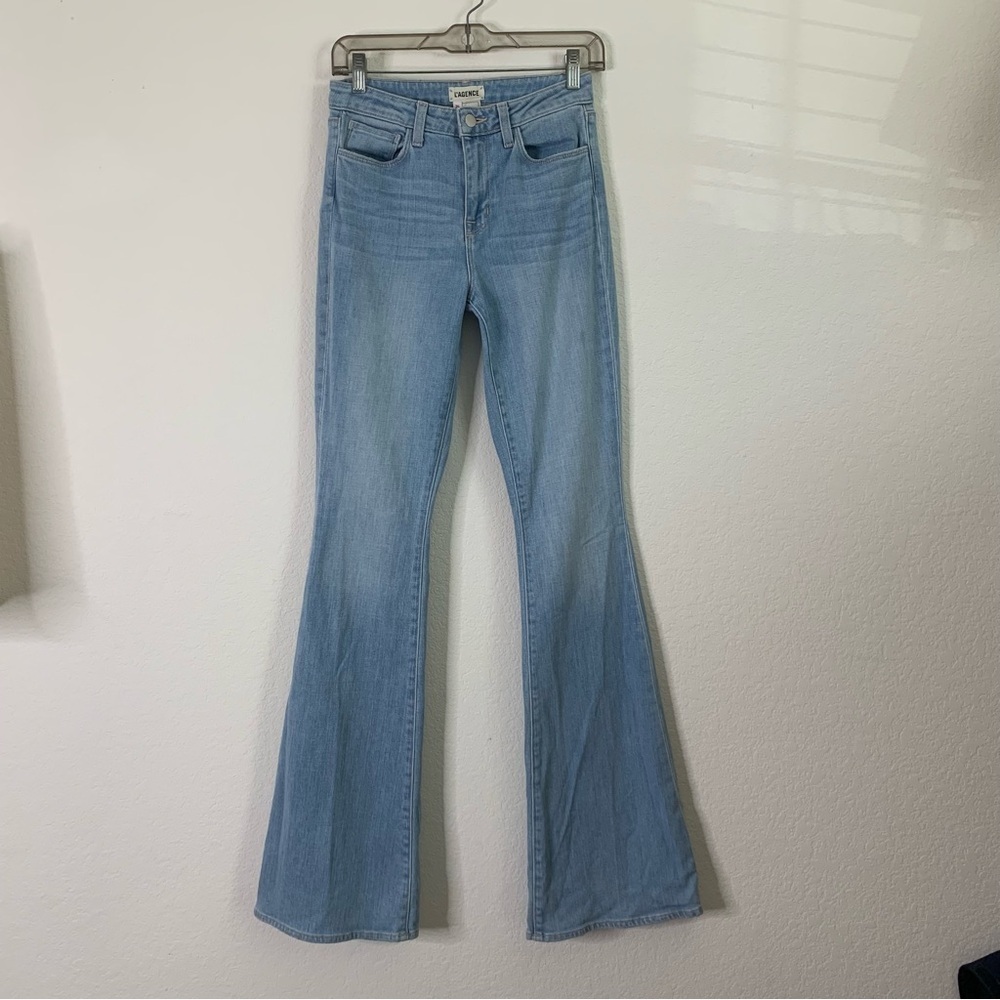 Lagence Womens bell high rise flare jeans in blue cloud 26 - Picture 2 of 9